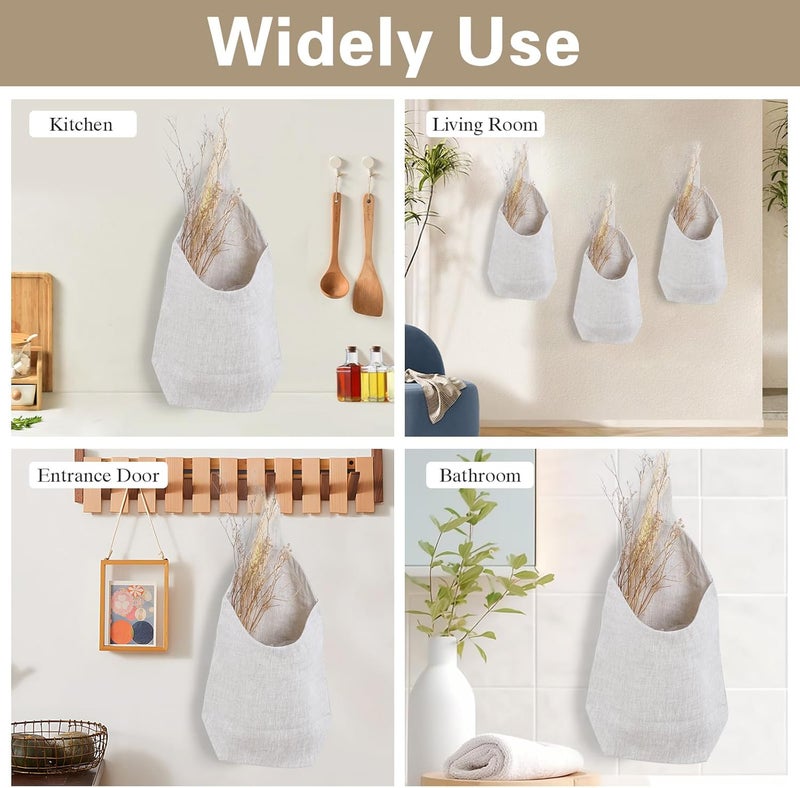 HSOFTIFY 100% Linen Hanging Storage Bags Baskets 2 Pcs, Small Wall Storage Bag for Kitchen, Bedroom, RV Camper Organizer, Sewing Room, Nursery Storage, Kids Room, Linen - Image 5